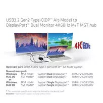usb c hub 4k 60hz - Splitter Club 3D CSV-1555 USB C TIPO 3.2 GEN 1 MULTISTREAM TRANSPORT STAMBURAS Į DP DUAL MONITORIUS 4K60HZ - 5 nuotrauka