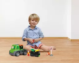 zaislinis automobilio modelis - Lena Truxx Recycling Truck Open Box 04453, žalia - 2 nuotrauka