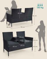 foteliai lauko baldai - Lauko baldų komplektas Songmics, juodas (Black), 65x131x84 cm - 3 nuotrauka