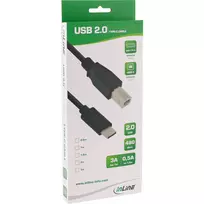 usb b c - Kabelis USB InLine USB C -> USB B (M/M) Juodas 5m (35765) - 2 nuotrauka