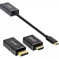 vga hdmi adapteris - Adapteris USB InLine InLine Universali Karta Graficzna do laptopa na USB-C - DisplayPort HDMI VGA - 4K - juoda - 4 nuotrauka