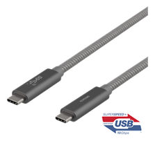 pakrovejas usb c 100w - DELTACO USB 3.1, "C-C", 1m, pilka / USBC-1412M - 2 nuotrauka