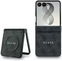 deklas magsafe samsung - Guess PU Leather 4G Magnetic dėklas Samsung Galaxy Z Flip 8 Juodas (Black) - 1 nuotrauka
