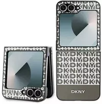 DKNY PU Leather Repeat Pattern Bottom Stripe dėklas, skirtas Samsung Galaxy Z Flip 6/7 FE, rudas (Brown)
