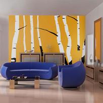 Fototapetas Artgeist Birches on the orange background LFTNT0784, 154 cm x 200 cm