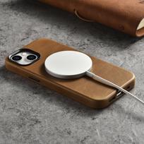 iphone 14 leather case - iCarer Oil Wax Premium Leather Case iPhone 14 Plus Magnetinis odinis dėklas su MagSafe - Rudas (Brown) - 5 nuotrauka