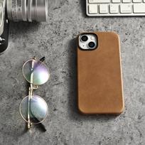 iphone 14 leather case - iCarer Oil Wax Premium Leather Case iPhone 14 Plus Magnetinis odinis dėklas su MagSafe - Rudas (Brown) - 6 nuotrauka