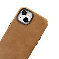 iphone 14 leather case - iCarer Oil Wax Premium Leather Case iPhone 14 Plus Magnetinis odinis dėklas su MagSafe - Rudas (Brown) - 10 nuotrauka