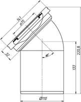 vamzdziai 75 mm - Ani Plast Alkūnė klozetui, 110 mm, 45° - 2 nuotrauka