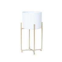 Gėlių stovas Home4You DEIA WHITE S, 19,5x18xH37cm, Balta/Auksinė (White/Gold)