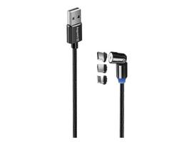 3in1 laidas - ColorWay Cable 3in1 (Lightning MicroUSB Type-C) Magnetic Rotation 540° 2.4А, 1m | CW-CBUU037-BK - 2 nuotrauka