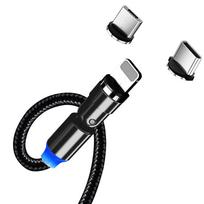 3in1 laidas - ColorWay Cable 3in1 (Lightning MicroUSB Type-C) Magnetic Rotation 540° 2.4А, 1m | CW-CBUU037-BK - 5 nuotrauka