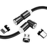 3in1 laidas - ColorWay Cable 3in1 (Lightning MicroUSB Type-C) Magnetic Rotation 540° 2.4А, 1m | CW-CBUU037-BK - 6 nuotrauka
