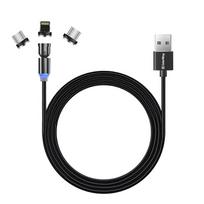 3in1 laidas - ColorWay Cable 3in1 (Lightning MicroUSB Type-C) Magnetic Rotation 540° 2.4А, 1m | CW-CBUU037-BK - 7 nuotrauka