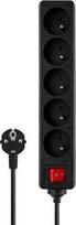 ilgintuvas 5 lizdai - Elmak Power Strip With Anti-Surge Protection 3m Black - 2 nuotrauka