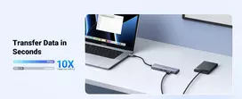 usb to c - Ugreen CM511 USB-C to HDMI 1.4 + 3xUSB-A + USB-C PD100W Pilkas (Gray) - 5 nuotrauka