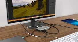 usb 100w laidas - i-tec USB-C Metal Nano Docking Station HDMI VGA LAN Audio Card Reader Power Delivery 100W C31NANODOCKVGAPD Sidabras (Silver) - 2 nuotrauka