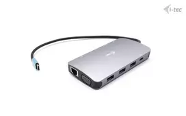 usb 100w laidas - i-tec USB-C Metal Nano Docking Station HDMI VGA LAN Audio Card Reader Power Delivery 100W C31NANODOCKVGAPD Sidabras (Silver) - 7 nuotrauka