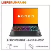 5060 nesiojamas - HP OMEN Transcend 14-fb1075ng, Intel Core Ultra 7, 32 GB, 1 TB, 14", NVIDIA GeForce RTX 5060, Juodas (Black) - 4 nuotrauka