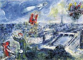 delione 3 - Dėlionė EUROGRAPHICS Paryžiaus puokštė Marc Chagall 1000d. - 2 nuotrauka