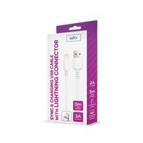 3m usb - TelForceone Setty USB-A į Lightning kabelis 3m Baltas (White) - 2 nuotrauka