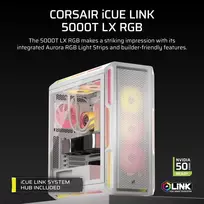baltas korpusas - Kompiuterio korpusas Corsair iCUE LINK 5000T LX RGB, balta - 9 nuotrauka