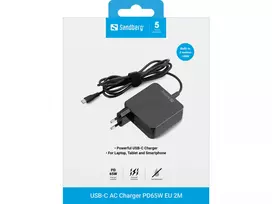 5v usb laidas - Sandberg 135-79 USB-C AC Charger PD65W EU 2M - 3 nuotrauka