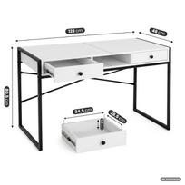 rasomasis stalas 80 - Rašomasis stalas su stalčiais Akord Furniture Factory Elonis, 123 cm x 48 cm, 80.5 cm, balta sp./juoda sp. - 7 nuotrauka