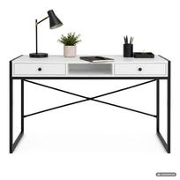 rasomasis stalas 80 - Rašomasis stalas su stalčiais Akord Furniture Factory Elonis, 123 cm x 48 cm, 80.5 cm, balta sp./juoda sp. - 8 nuotrauka