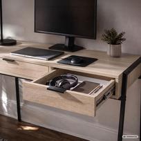 ermitazas stalai - Rašomasis stalas su stalčiais Akord Furniture Factory Zentia, 100 cm x 45 cm, 80.5 cm, juoda sp./sonoma ąžuolo sp. - 4 nuotrauka