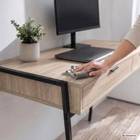 ermitazas stalai - Rašomasis stalas su stalčiais Akord Furniture Factory Zentia, 100 cm x 45 cm, 80.5 cm, juoda sp./sonoma ąžuolo sp. - 5 nuotrauka