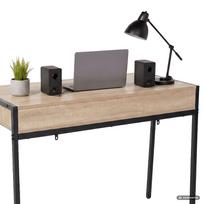 ermitazas stalai - Rašomasis stalas su stalčiais Akord Furniture Factory Zentia, 100 cm x 45 cm, 80.5 cm, juoda sp./sonoma ąžuolo sp. - 6 nuotrauka