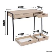 ermitazas stalai - Rašomasis stalas su stalčiais Akord Furniture Factory Zentia, 100 cm x 45 cm, 80.5 cm, juoda sp./sonoma ąžuolo sp. - 7 nuotrauka