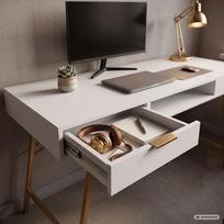ermitazas stalai - Rašomasis stalas su stalčiais Akord Furniture Factory Arden, 120 cm x 50 cm, 80.5 cm, aukso sp./balta sp. - 4 nuotrauka