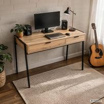 ermitazas stalai - Rašomasis stalas su stalčiais Akord Furniture Factory Zentia, 100 cm x 45 cm, 80.5 cm, juoda sp./oak craft sp. - 2 nuotrauka