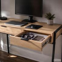 ermitazas stalai - Rašomasis stalas su stalčiais Akord Furniture Factory Zentia, 100 cm x 45 cm, 80.5 cm, juoda sp./oak craft sp. - 4 nuotrauka