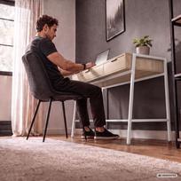 ermitazas stalai - Rašomasis stalas su stalčiais Akord Furniture Factory Zentia, 100 cm x 45 cm, 80.5 cm, balta sp./sonoma ąžuolo sp. - 3 nuotrauka