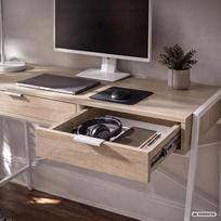 ermitazas stalai - Rašomasis stalas su stalčiais Akord Furniture Factory Zentia, 100 cm x 45 cm, 80.5 cm, balta sp./sonoma ąžuolo sp. - 4 nuotrauka