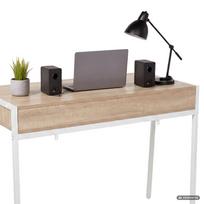 ermitazas stalai - Rašomasis stalas su stalčiais Akord Furniture Factory Zentia, 100 cm x 45 cm, 80.5 cm, balta sp./sonoma ąžuolo sp. - 6 nuotrauka