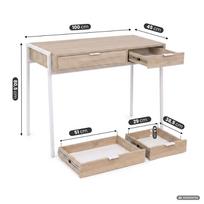 ermitazas stalai - Rašomasis stalas su stalčiais Akord Furniture Factory Zentia, 100 cm x 45 cm, 80.5 cm, balta sp./sonoma ąžuolo sp. - 7 nuotrauka