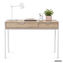 ermitazas stalai - Rašomasis stalas su stalčiais Akord Furniture Factory Zentia, 100 cm x 45 cm, 80.5 cm, balta sp./sonoma ąžuolo sp. - 8 nuotrauka