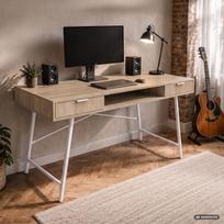 kompiuterinis stalas - Rašomasis stalas su stalčiais Akord Furniture Factory Arden, 120 cm x 50 cm, 80.5 cm, balta sp./sonoma ąžuolo sp. - 2 nuotrauka