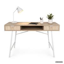 kompiuterinis stalas - Rašomasis stalas su stalčiais Akord Furniture Factory Arden, 120 cm x 50 cm, 80.5 cm, balta sp./sonoma ąžuolo sp. - 8 nuotrauka