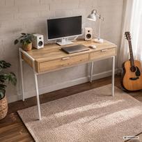 ermitazas stalai - Rašomasis stalas su stalčiais Akord Furniture Factory Zentia, 100 cm x 45 cm, 80.5 cm, balta sp./artisan oak sp. - 2 nuotrauka