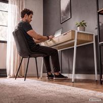 ermitazas stalai - Rašomasis stalas su stalčiais Akord Furniture Factory Zentia, 100 cm x 45 cm, 80.5 cm, balta sp./artisan oak sp. - 3 nuotrauka