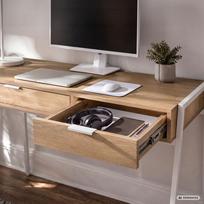 ermitazas stalai - Rašomasis stalas su stalčiais Akord Furniture Factory Zentia, 100 cm x 45 cm, 80.5 cm, balta sp./artisan oak sp. - 4 nuotrauka