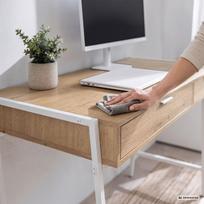 ermitazas stalai - Rašomasis stalas su stalčiais Akord Furniture Factory Zentia, 100 cm x 45 cm, 80.5 cm, balta sp./artisan oak sp. - 5 nuotrauka