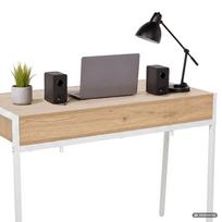 ermitazas stalai - Rašomasis stalas su stalčiais Akord Furniture Factory Zentia, 100 cm x 45 cm, 80.5 cm, balta sp./artisan oak sp. - 6 nuotrauka