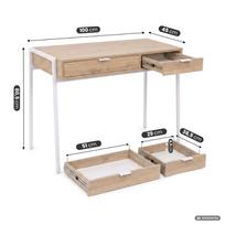 ermitazas stalai - Rašomasis stalas su stalčiais Akord Furniture Factory Zentia, 100 cm x 45 cm, 80.5 cm, balta sp./artisan oak sp. - 7 nuotrauka