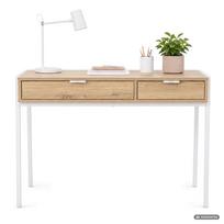 ermitazas stalai - Rašomasis stalas su stalčiais Akord Furniture Factory Zentia, 100 cm x 45 cm, 80.5 cm, balta sp./artisan oak sp. - 8 nuotrauka